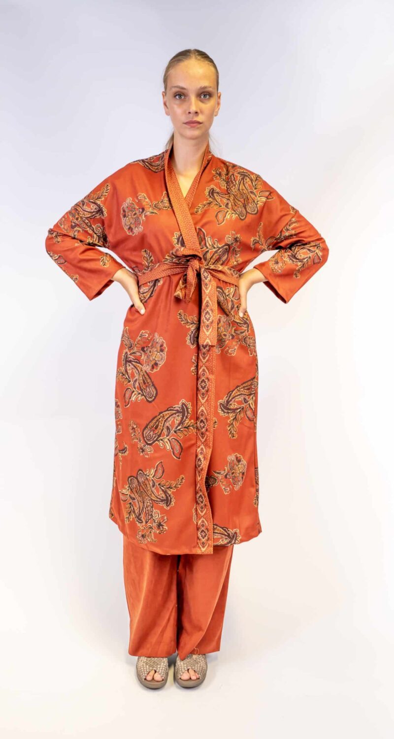 Kimono en broek set – Bruin/oranjekimonoShoppenvooriedereen