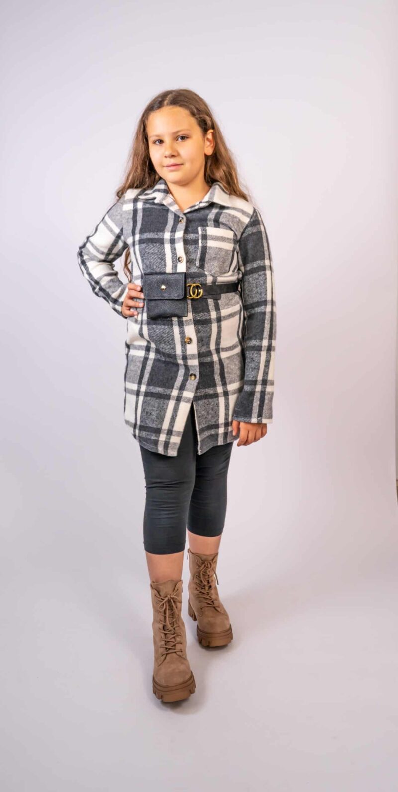 Geruite Blouse Met Bijpassende Heup-Riem Tasje – Zwart/Witgeruite Blouseshoppenvooriedereen