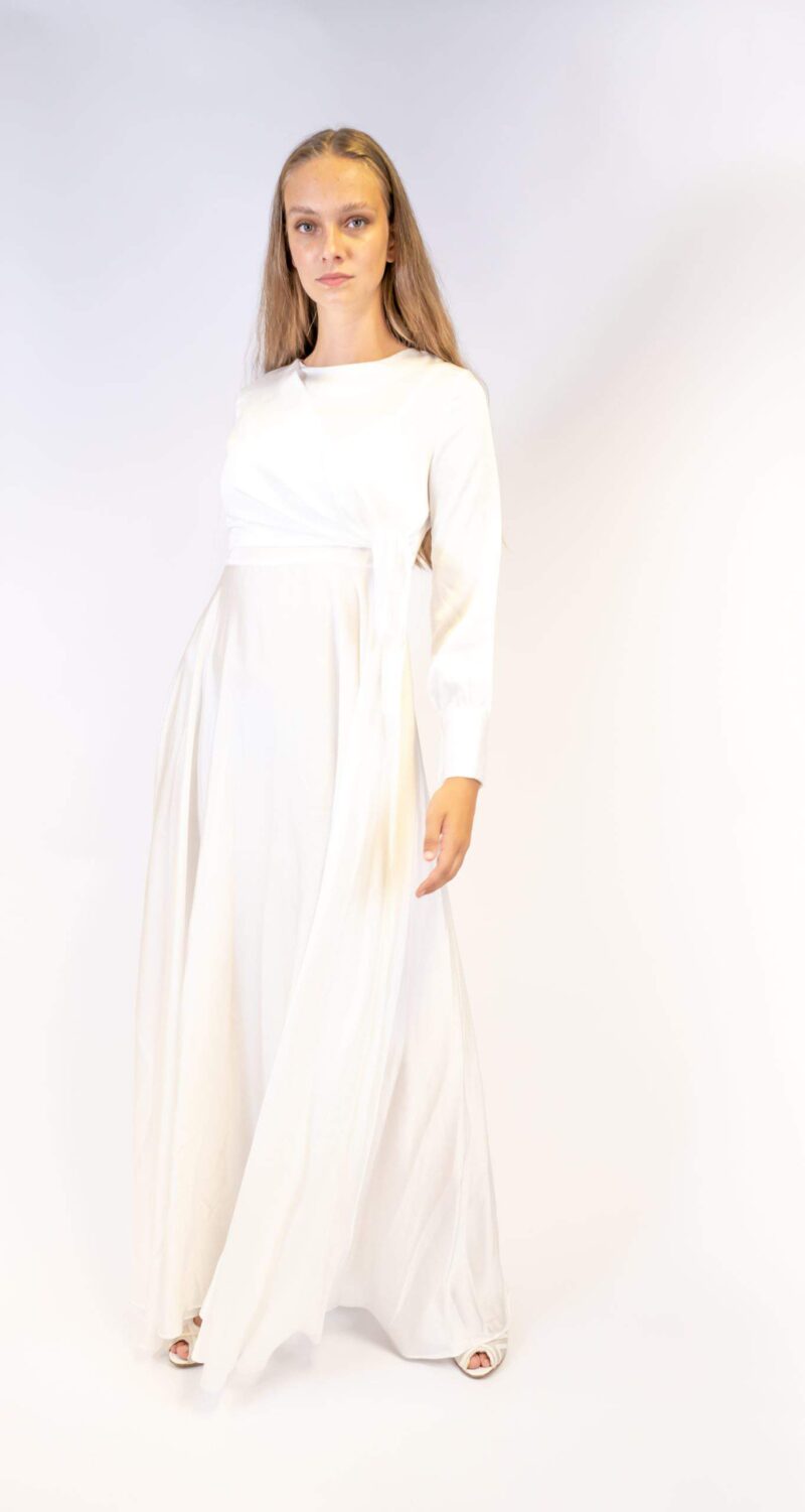 Satijnen jurk – wit – 46Shoppenvooriedereen