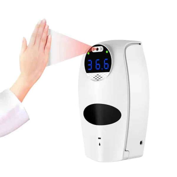 contactloze desinfectie dispenser en thermometer in één met gratis standaarddispenserShoppenvooriedereen