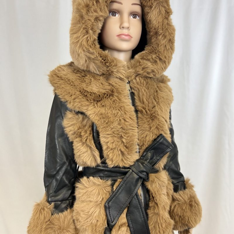 Meisjes jas -zwart/camelmeisjes jasShoppenvooriedereen