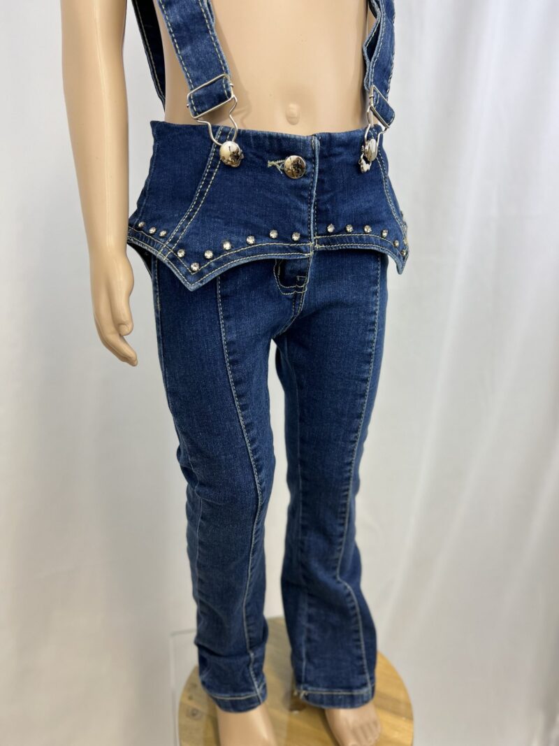 Hoge taille meisjesbroek- Salopette- blauwmeisjesbroekShoppenvooriedereen