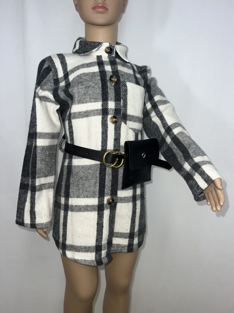 Geruite Blouse Met Bijpassende Heup-Riem Tasje – Zwart/Witgeruite Blouseshoppenvooriedereen